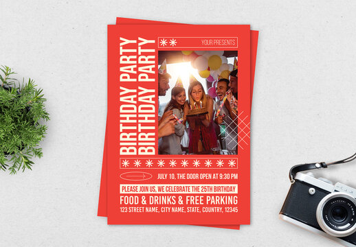 Modern Birthday Party Celebration Flyer Template