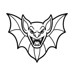 furious bat head in vampire style ears and fang sketch version two on white background Vector illustration