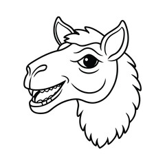furious camel head in rough desert fur outline version two on white background Vector illustration
