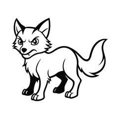 furious fox cub head with sharp little fangs and fierce eyes version two on white background Vector illustration