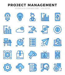 Vector icons set of Project Management. Two Color style Icons.