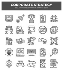 Collection of 25 Corporate Strategy Icons: Business Planning. Marketing. and Finance
