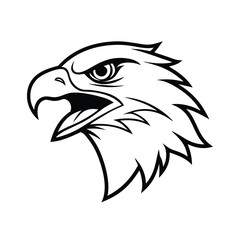 furious hawk head in angled attack pose line drawing version two on white background Vector illustration