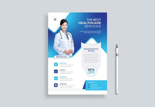 Modern Clinic Healthcare Services Flyer Template for Promotion