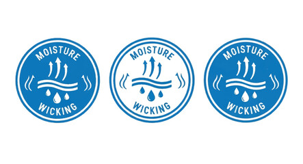 Moisture wicking badge icons vector illustration