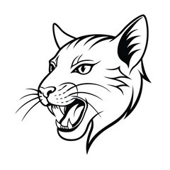 intense cat head in dynamic side view with expressive eyes version one on white background Vector illustration