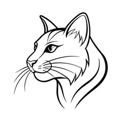 intense cat head in dynamic side view with expressive eyes version two on white background Vector illustration
