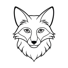 intense fox head line drawing with narrow eyes and sharp features version two on white background Vector illustration