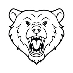 mad bear head outline with scars and open jaw detailed version one on white background Vector illustration