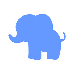Minimal blue elephant silhouette with trunk and large ears – simple and cute animal design perfect for kids’ illustrations, wildlife themes, nursery decor, and nature-inspired projects.