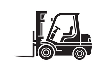Fototapeta premium Industrial Forklift Truck Silhouette Icon for Warehouse and Logistics Operations