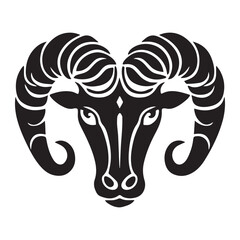 Aries Zodiac Sign black icon silhouette vector flat illustration design on white background