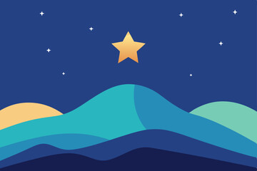 Night Sky, Starlit Mountains A Serene Landscape Illustration