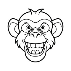 mad monkey head outline with bared teeth and tension lines version one on white background Vector illustration