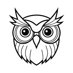mad owl head in stylized circular eye outlines version one on white background Vector illustration