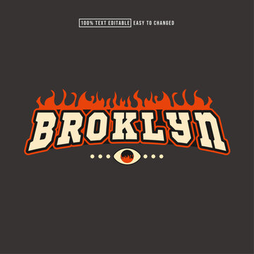 Broklyn  Editable varsity college t-shirt design featuring retro sports typography. Inspired by classic athletic apparel, university, or sports team merchandise.