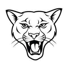 roaring cougar head outline in wild mascot style version two on white background Vector illustration