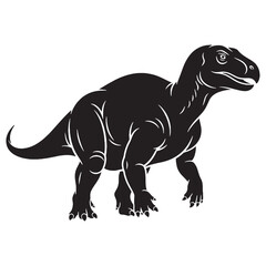 The thumb-spiked herbivore – Iguanodon silhouette in bold Iguanodon vector – Iguanodon illustration

