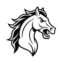 roaring horse head in dynamic mascot line pose version one on white background Vector illustration