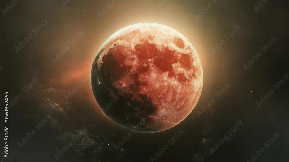 Aufkleber a vivid of a red moon in the cosmos, illuminated by the sun or other celestial light source. the sur