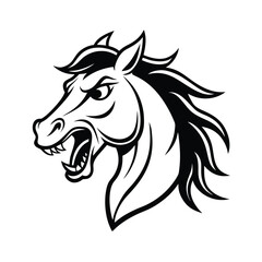 roaring horse head in dynamic mascot line pose version two on white background Vector illustration