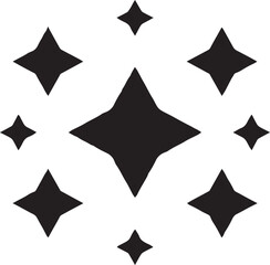 Black and white seamless star pattern with decorative shiny elements