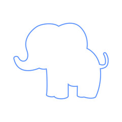 Minimal blue outline silhouette of an elephant – simple and cute animal graphic perfect for children’s illustrations, nursery decor, wildlife themes, and nature-inspired design projects.