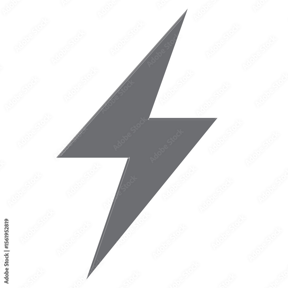 Poster a sleek modern grey lightning bolt symbol with a subtle gradient and a polished metallic edge isolat