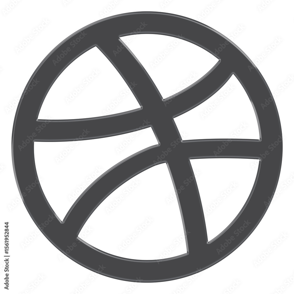 Poster Abstract geometric circular shape with intersecting curved lines and internal square elements isolated on transparent background