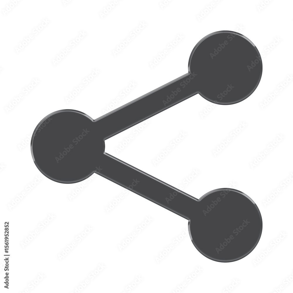 Poster a sleek modern dark gray 3d share icon with a reflective metallic border symbolizing connection and 