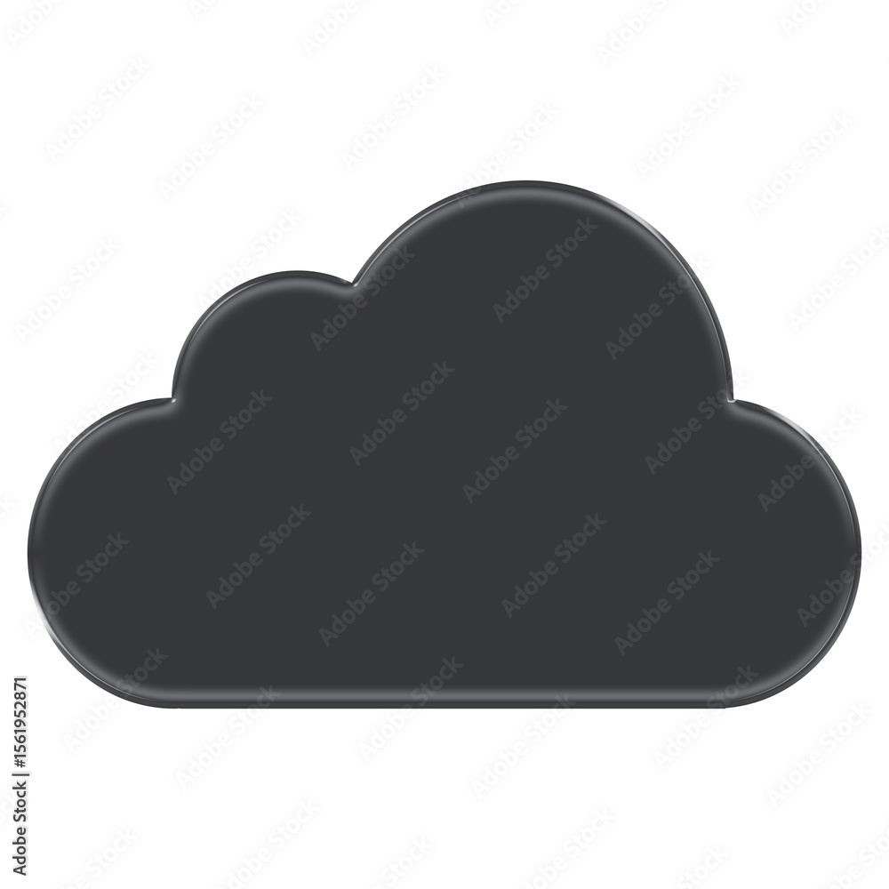 Fototapete A sleek dark gray cloud icon with a subtle glossy finish and a white outline isolated on a transparent background for digital use isolated on transparent background