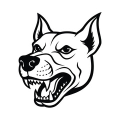 savage dog head with sharp muzzle and bared teeth version two on white background Vector illustration