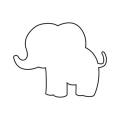 Basic black outline of an elephant, suitable for educational materials, animal logos, or wildlife-related decor. Simple and elegant design.