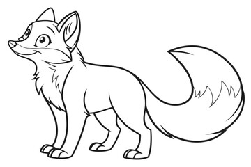 Fototapeta premium Line art of a benevolent kitsune, suitable for a coloring page, simple lines, no shading, clear outlines, black and white