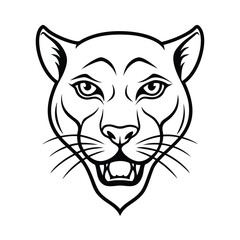 savage panther head in sharp line art with deep fur details version one on white background Vector illustration