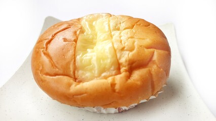 Close up of double cheese bread on plate