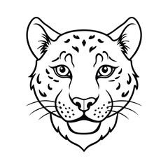 savage snow leopard head in cold stare and fur sketch version one on white background Vector illustration