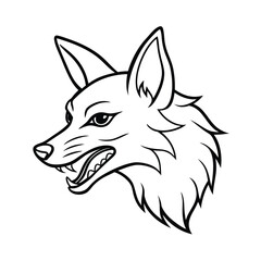 snarling jackal head sketch with fur ripple lines version one on white background Vector illustration