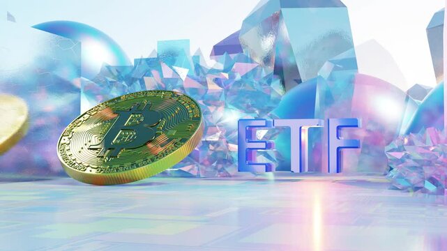 Bitcoin ETF Crystal Floor &ndash; Futuristic Zoom Animation