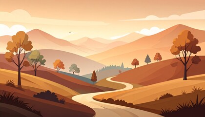 Warm orange sunset over desert dunes and mountains, a dry landscape of sand under a vast sky