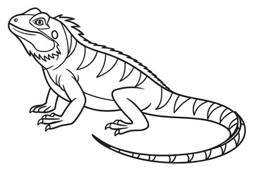 Fototapeta premium Line art of a cunning basilisk, suitable for a coloring page, simple lines, no shading, clear outlines, black and white
