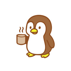 Cute Penguin Enjoying a Warm Cup of Coffee