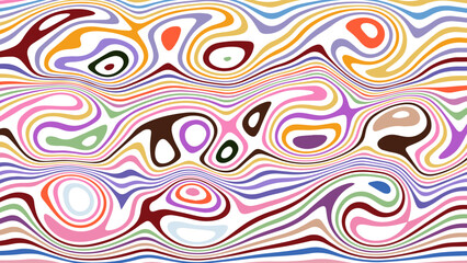 ABSTRACT ILLUSTRATION MARBLED TEXTURE LIQUIFY PSYCHEDELIC COLORFUL DESIGN. OPTICAL ILLUSION BACKGROUND VECTOR DESIGN