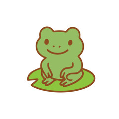 Happy Green Frog on a Lily Pad