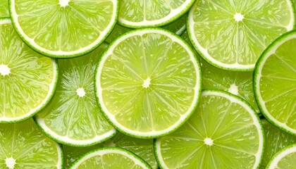 Fresh lime slices with vibrant green