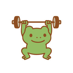 Cute Cartoon Frog lifting weights