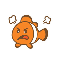 Angry Expression Clownfish Cartoon Illustration
