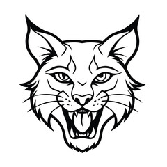 snarling lynx head in crouched mascot sketch style version one on white background Vector illustration