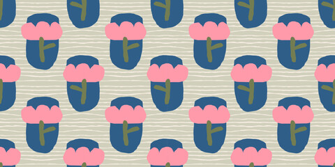 Cute flowers drawing Seamless pattern. Hand drawn style. Ideal for textile design, wallpaper, covers, posters, cards, decoration and packaging.