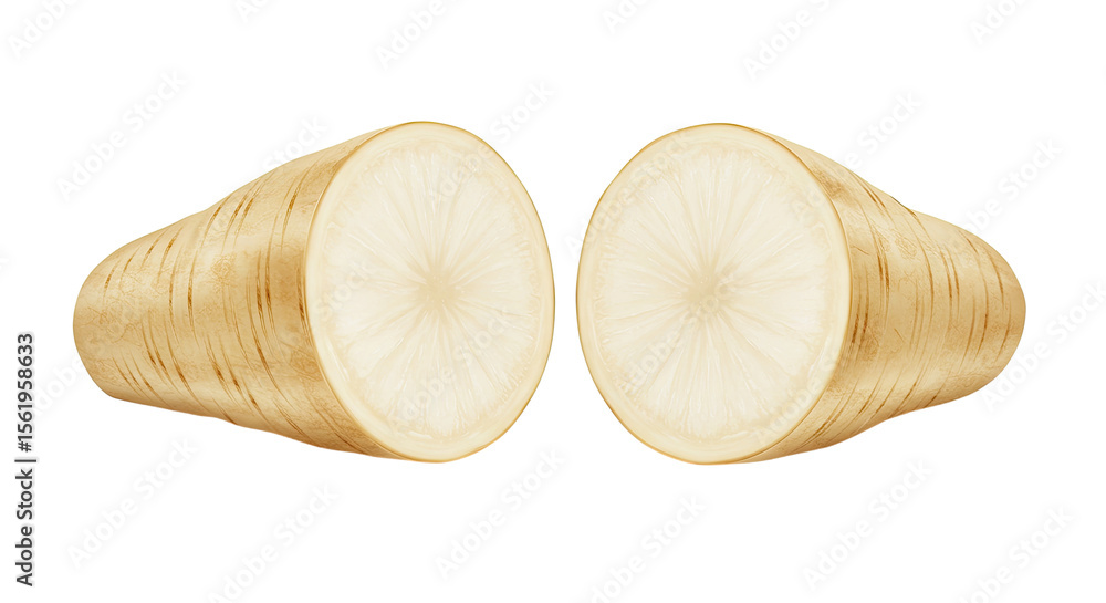 Poster Perfectly Halved Raw Parsnip Root Vegetable